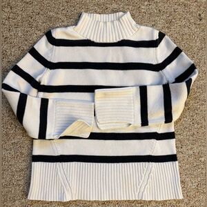 Striped Turtleneck Sweater -  Navy and White